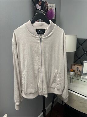 Nina Parker Sequin Light Beige Bomber Jacket - 2X - Good Condition